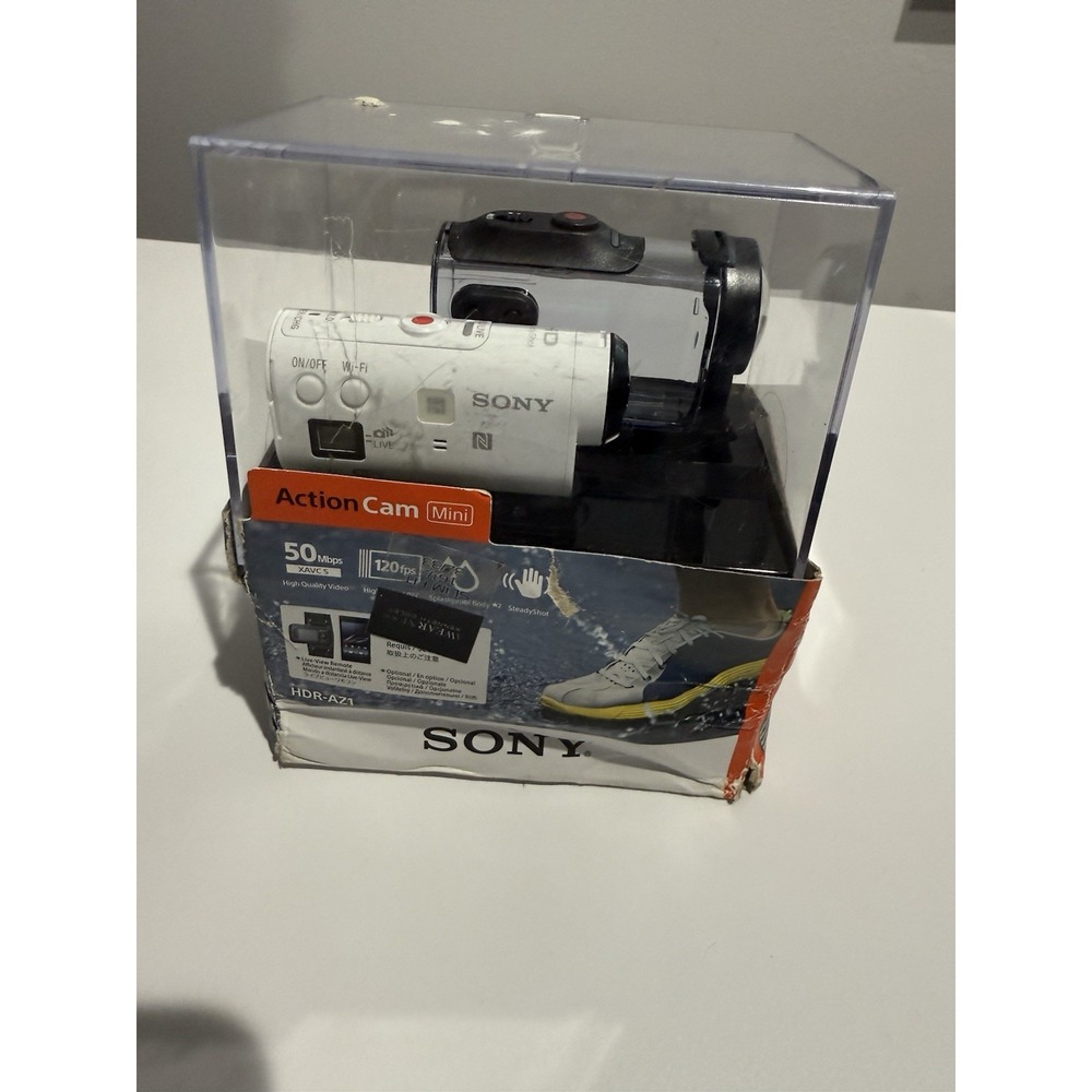 Sony HDR-AZ1 Action HD Camera With Waterproof Case Battery NIB G